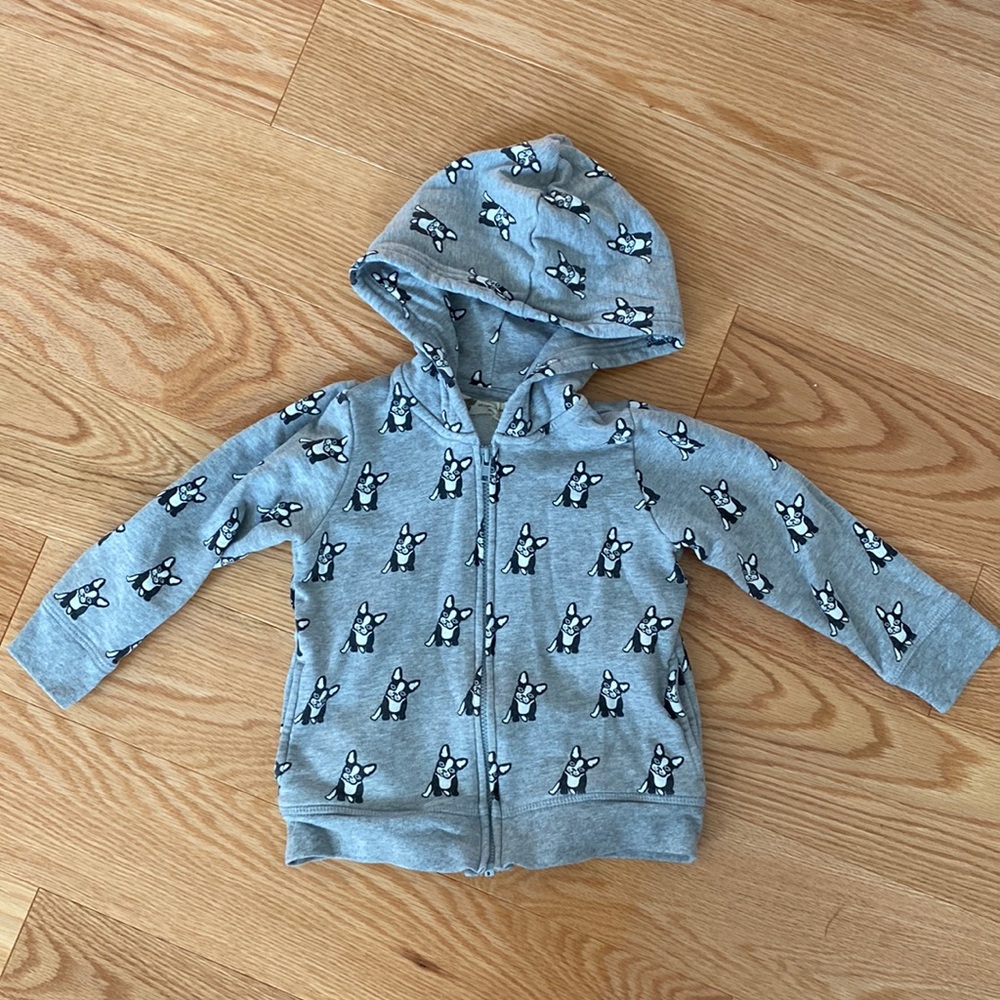Monica & Andy | Boston terrier zip up hooded sweatshirt 18-24mo